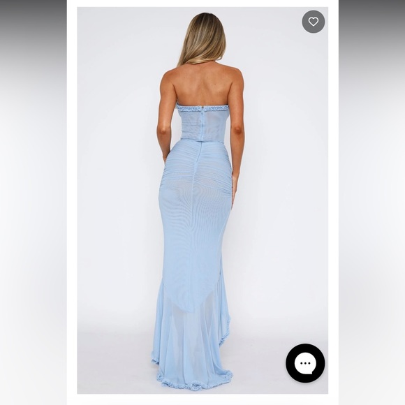 White fox Elegant Blue Strapless Dress - Picture 3 of 3